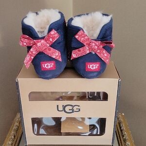 UGG Infant Navy & Red Jesse Bow Bandana  Booties